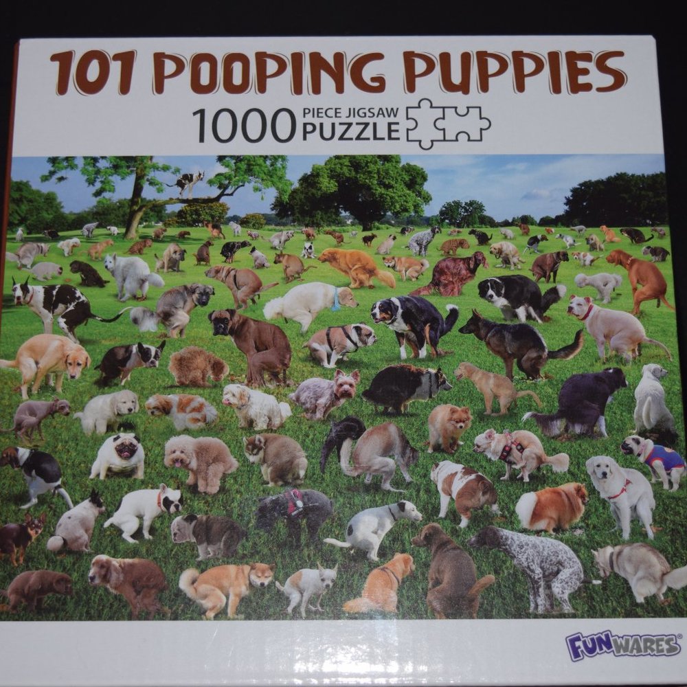 PRANK GIFT PUZZLE PRANK GIFT BOX Pooping Puppies White elephant prank gift idea!